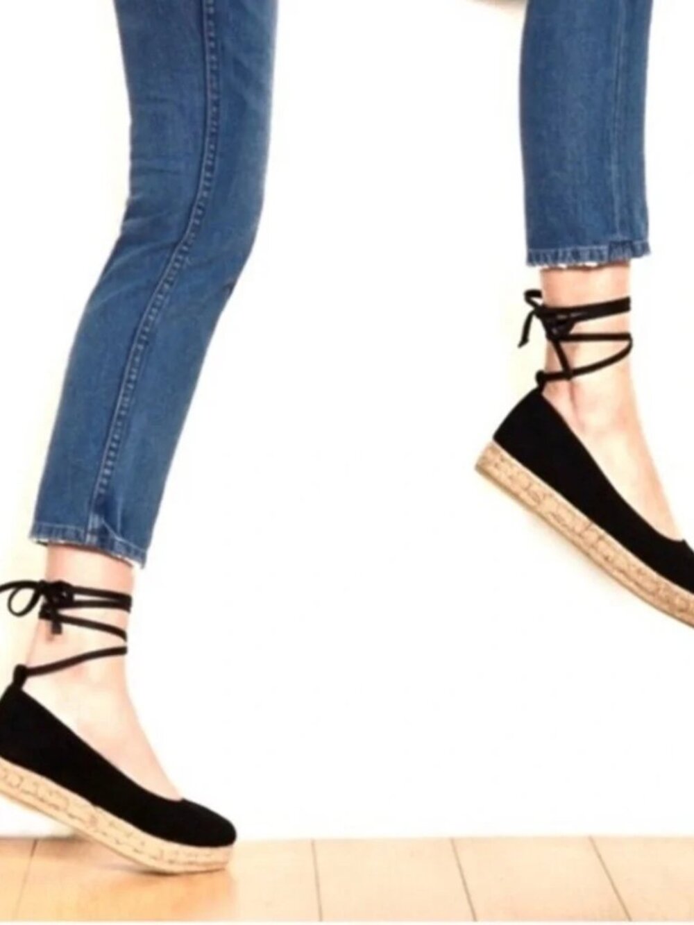 Reformation Joan Ballet Espadrille in black suede